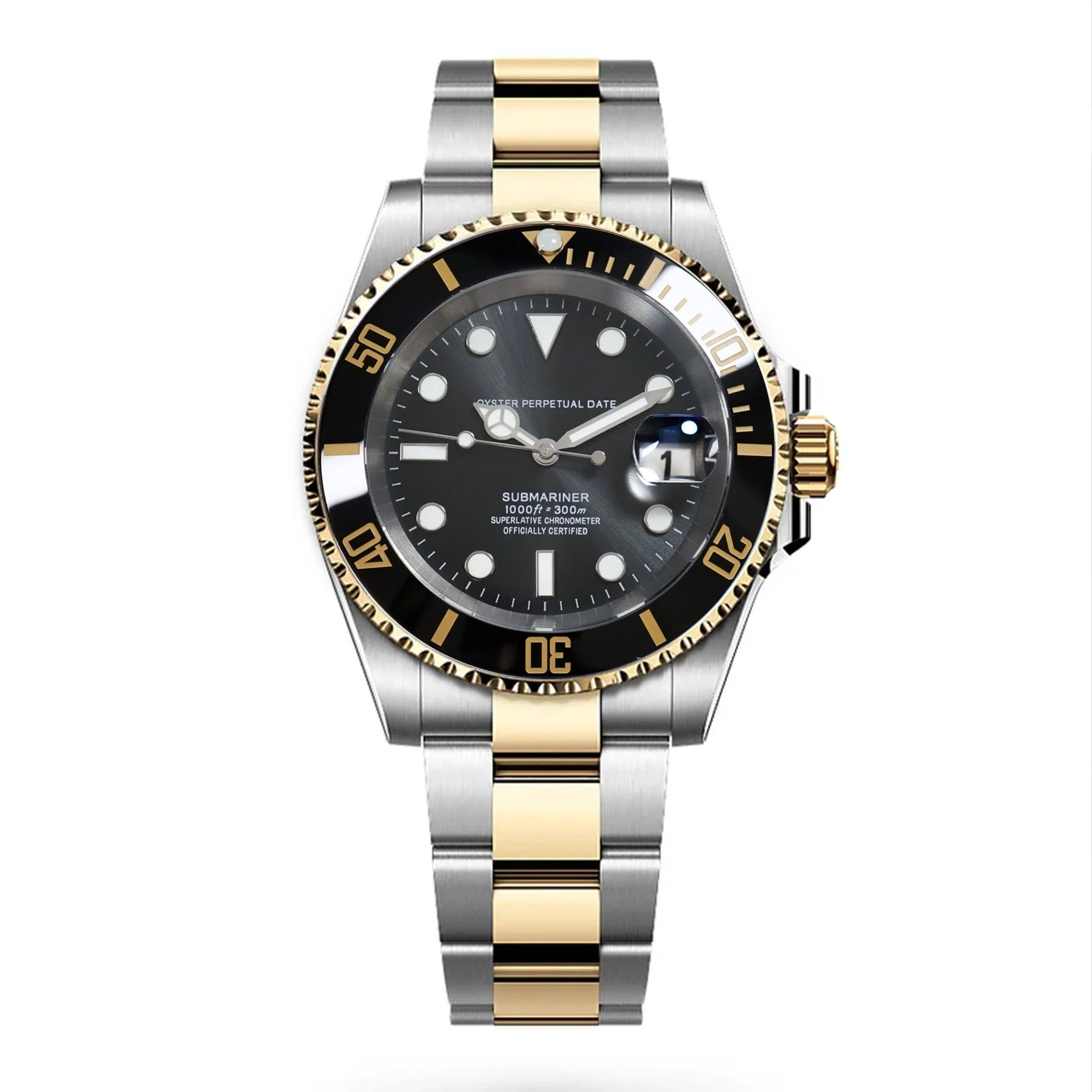 Schwarze zweifarbige Taucheruhr 40