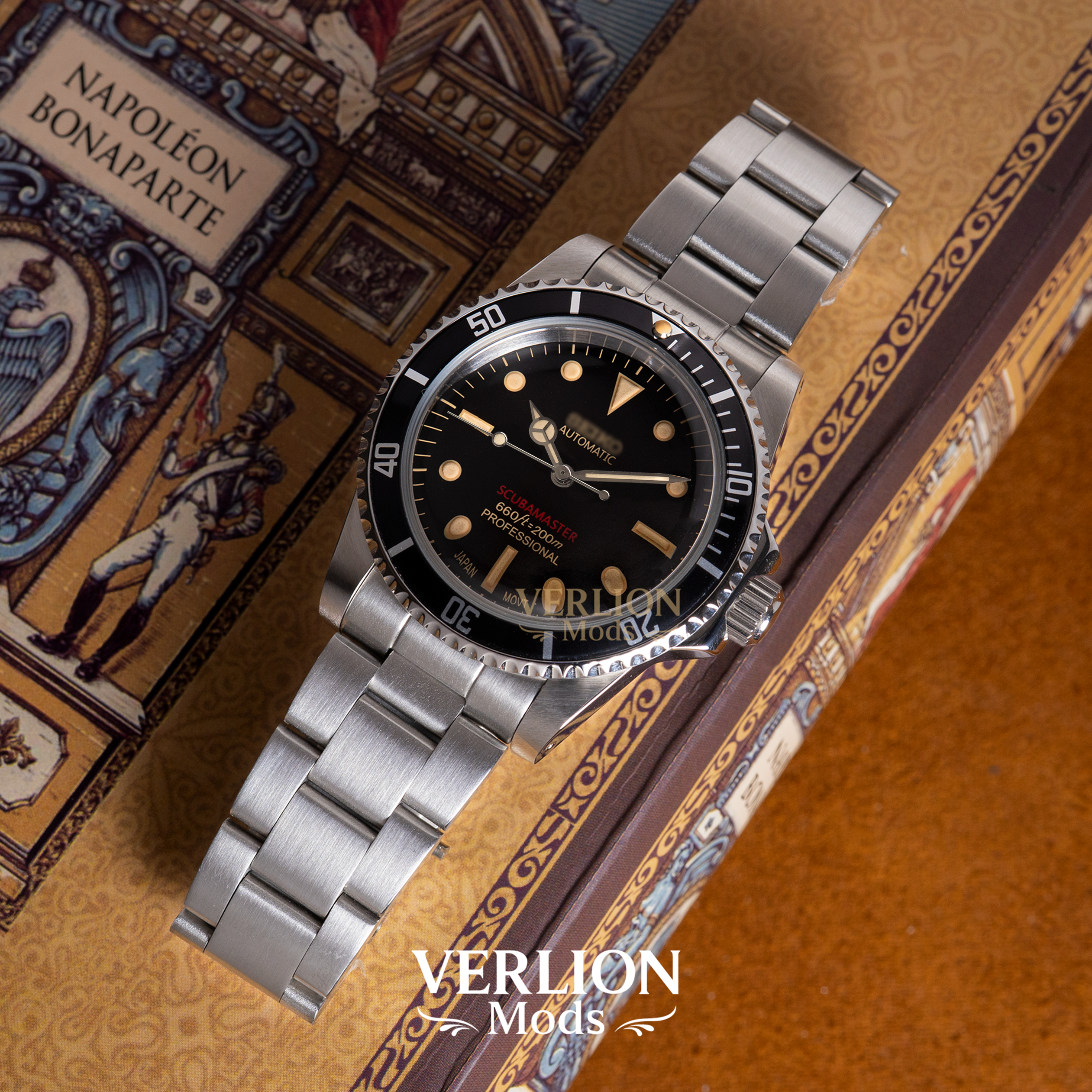 Scubamaster Vintage Redline Mercedes Edition Oyster bracelet clasp with diver extension, Verlion Mods