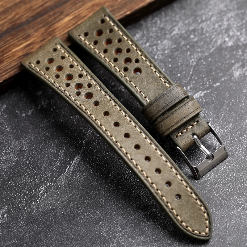 Racing Strap in Italian Pueblo Wheat Leather